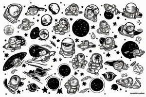 scaphandre astronaute avec le squelette dedans sous un arbre tattoo idea
