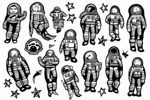 scaphandre astronaute avec le squelette dedans sous un arbre tattoo idea