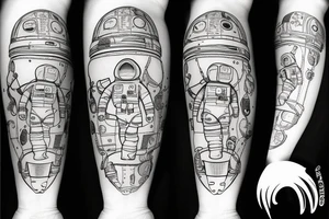 scaphandre astronaute avec le squelette sous un arbre tattoo idea