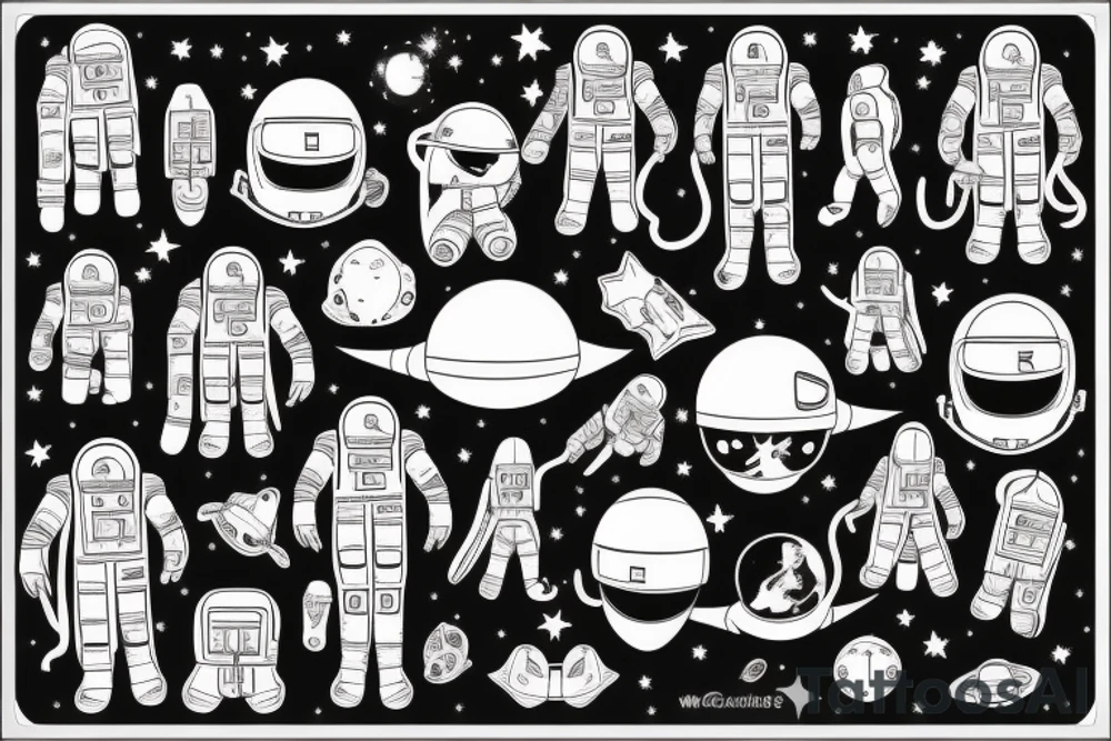 scaphandre astronaute avec le squelette sous un arbre tattoo idea