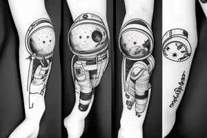 scaphandre astronaute sous un arbre avec le squelette tattoo idea