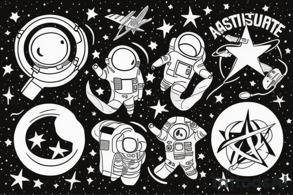 astronaute+squelette tattoo idea