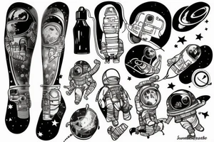 squelette dans astronaute tattoo idea