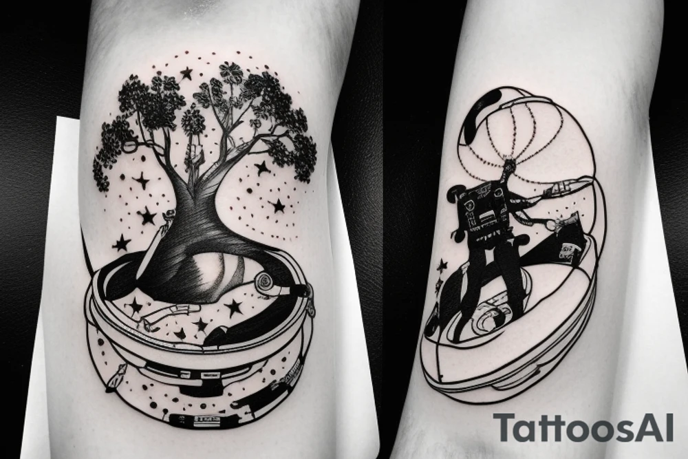 squelette dans astronaute en-dessous un arbre tattoo idea squelette dans astronaute en-dessous un arbre tattoo idea