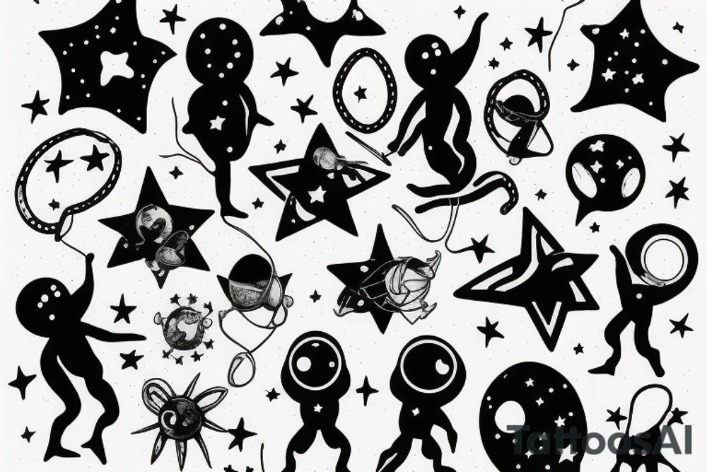 squelette dans astronaute en-dessous un arbre tattoo idea