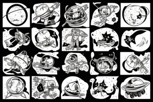 squelette dans astronaute en-dessous un arbre tattoo idea