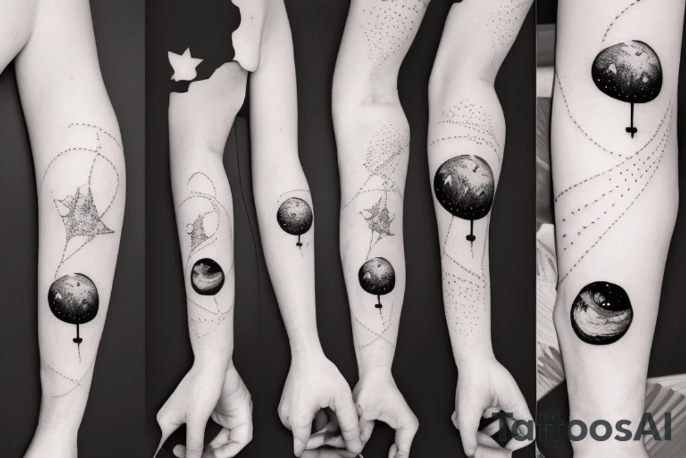 squelette dans astronaute en-dessous un arbre tattoo idea