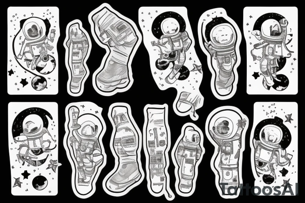squelette dans astronaute en dessous d'un arbre tattoo idea