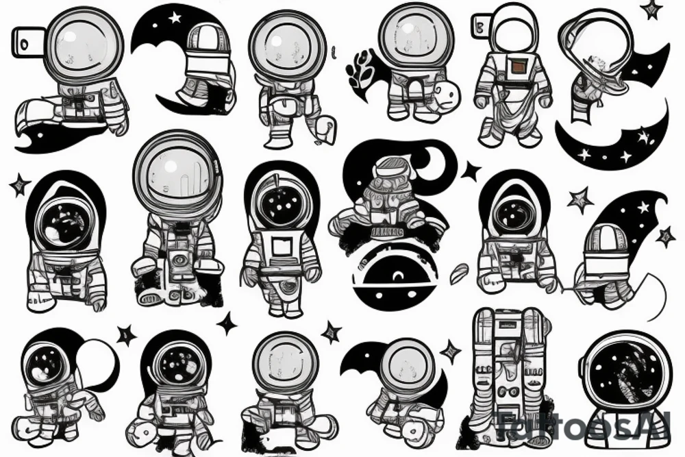 squelette d'astronaute en dessous d'un arbre tattoo idea