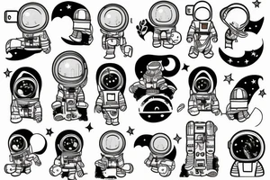 squelette d'astronaute en dessous d'un arbre tattoo idea