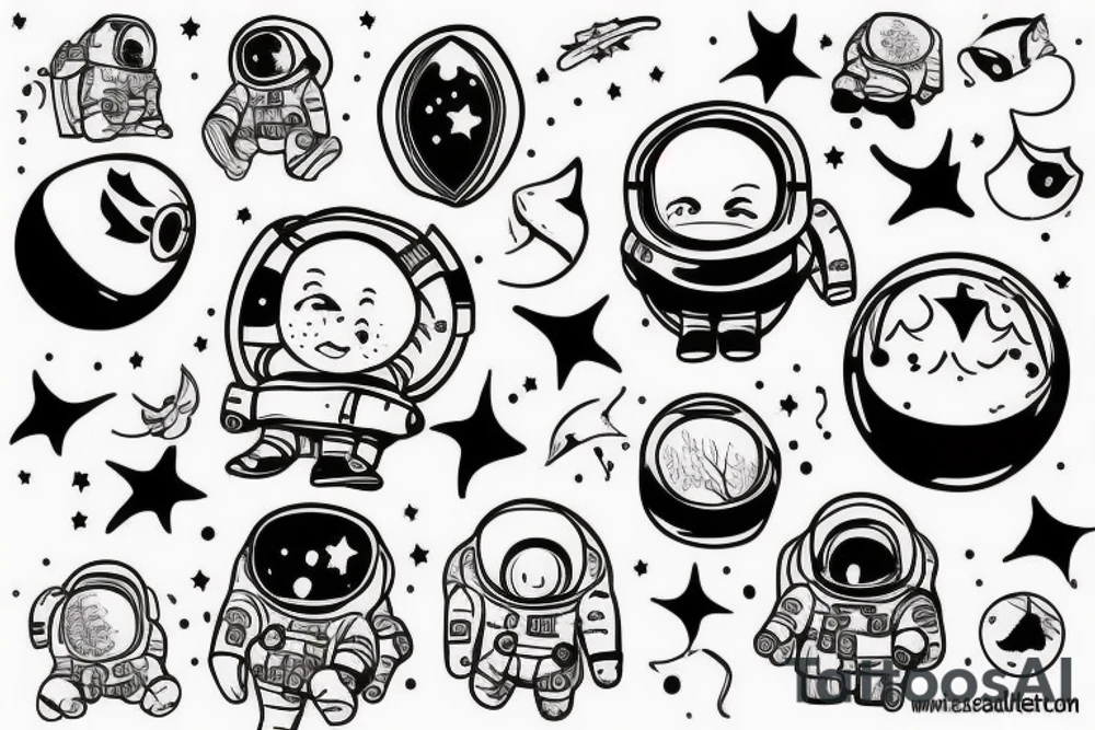 squelette d'un astronaute sous un arbre. tattoo idea