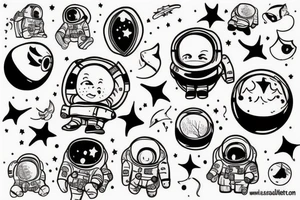 squelette d'un astronaute sous un arbre. tattoo idea