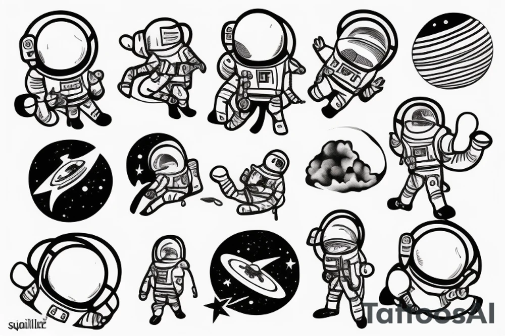 squelette d'un astronaute sous un arbre. tattoo idea