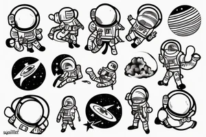 squelette d'un astronaute sous un arbre. tattoo idea
