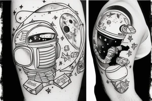 squelette d'un astronaute sous un arbre. tattoo idea