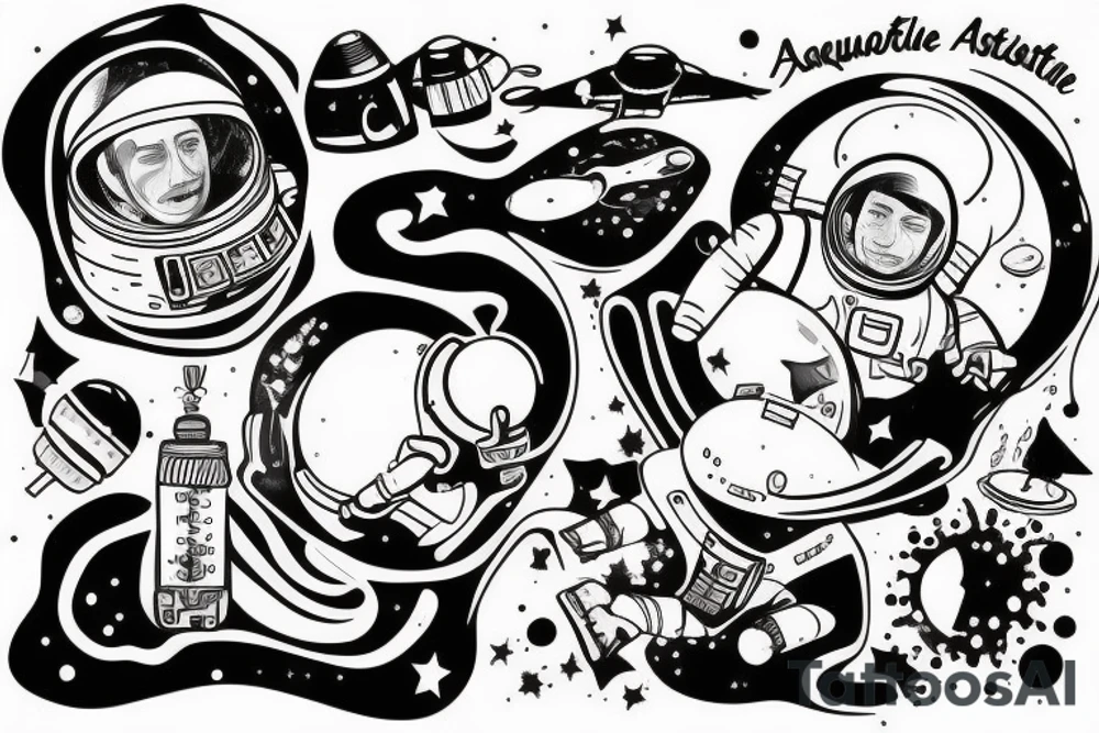 squelette d'un astronaute sous un arbre. tattoo idea