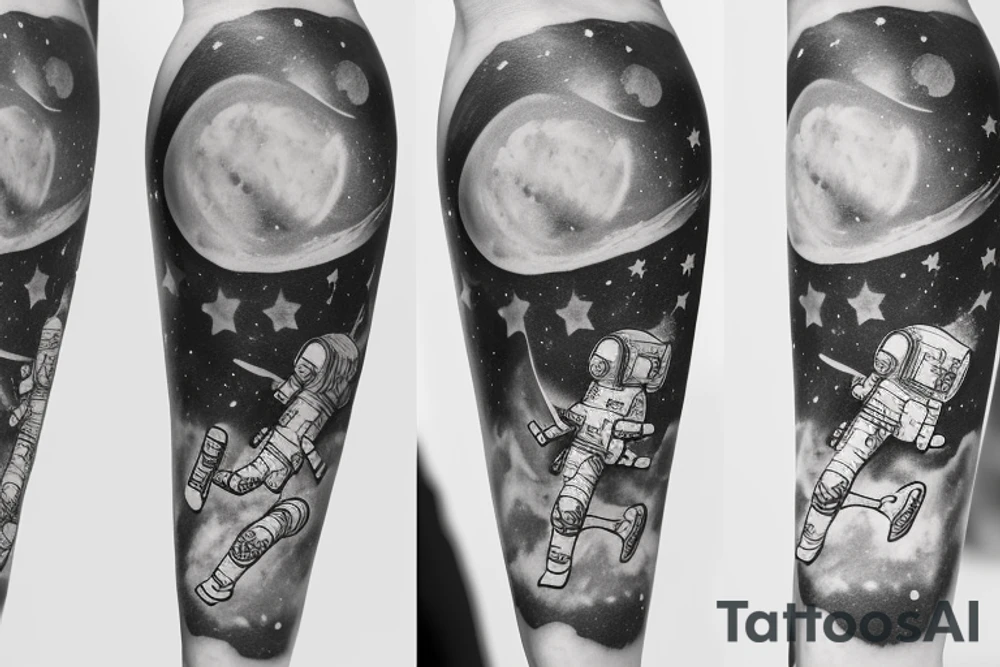 astronaute sous un arbre tattoo idea