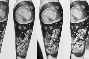 astronaute sous un arbre tattoo idea