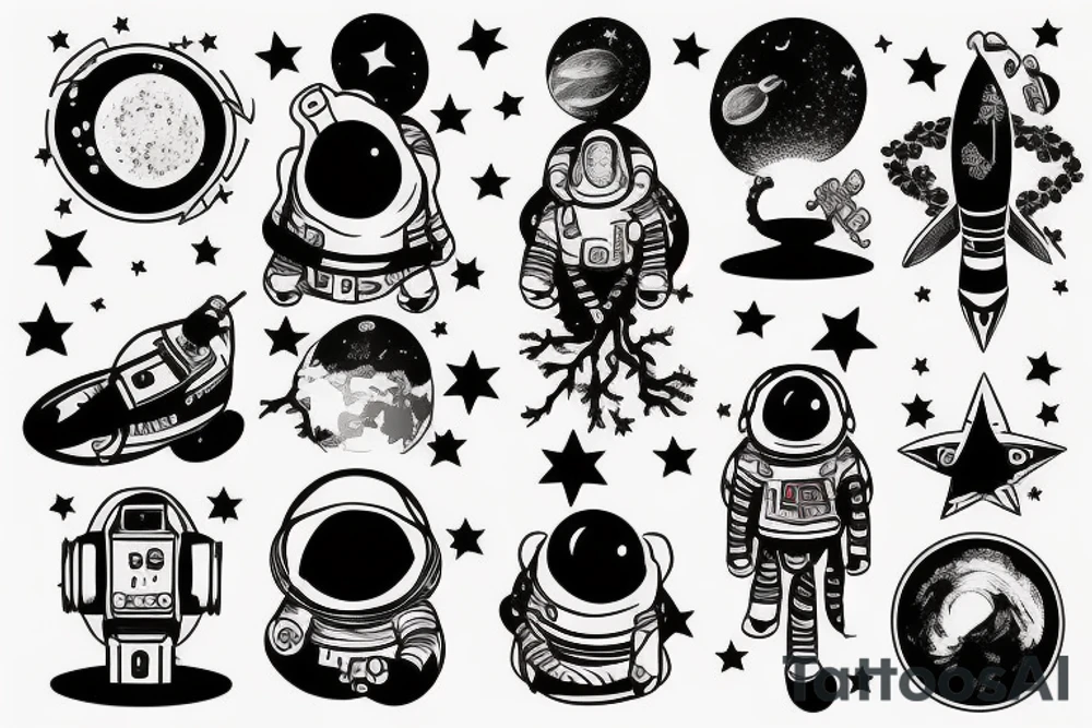 astronaute sous un arbre tattoo idea