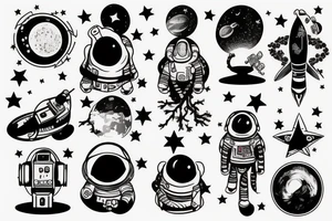 astronaute sous un arbre tattoo idea