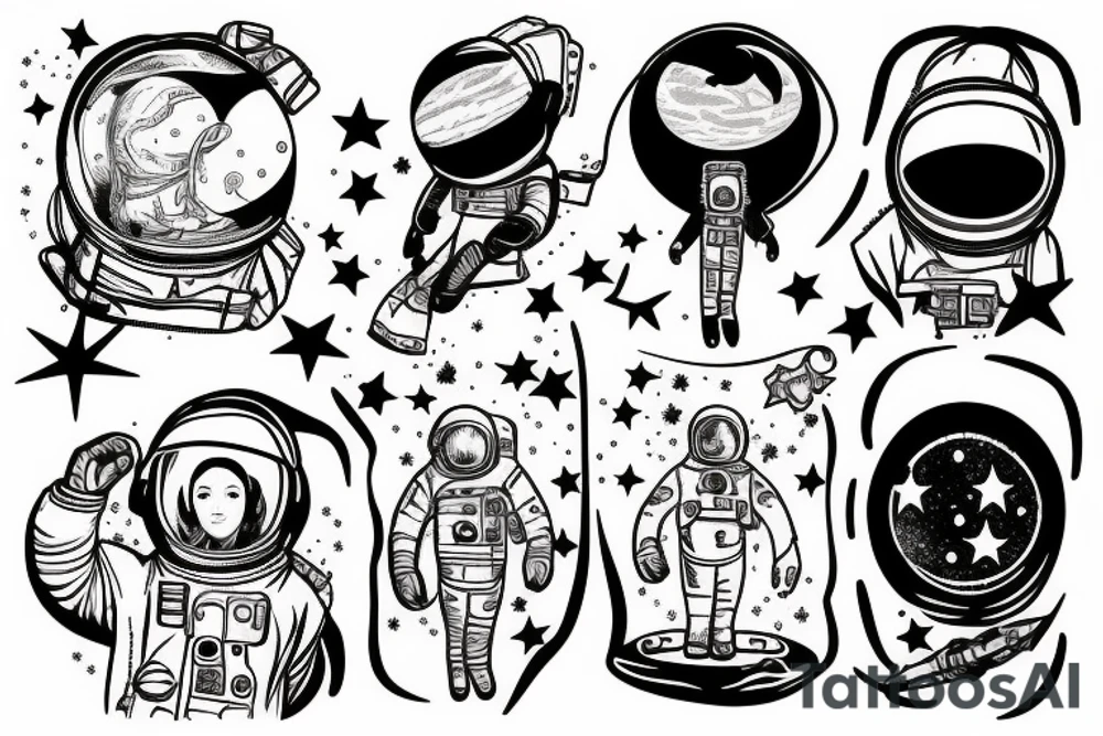 astronaute sous un arbre tattoo idea