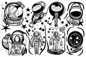 astronaute sous un arbre tattoo idea