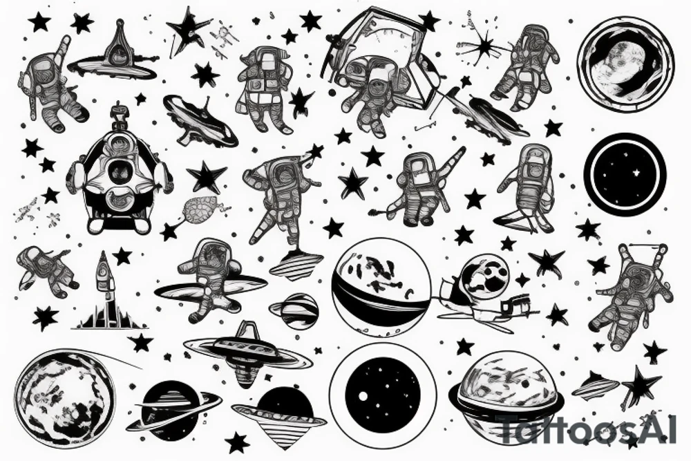 astronaute sous un arbre tattoo idea