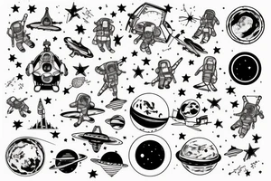 astronaute sous un arbre tattoo idea