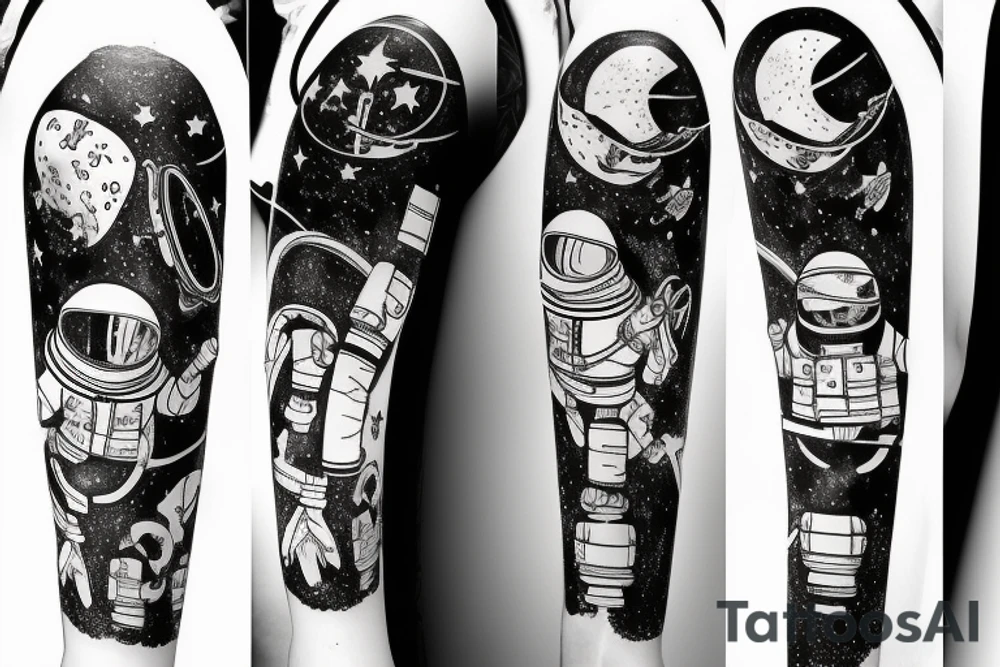 astronaute sous un arbre tattoo idea