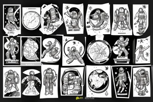 astronaute sous un arbre tattoo idea