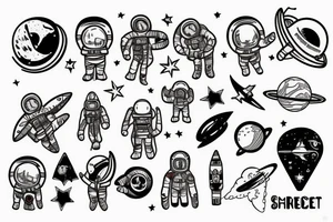 astronaute sous un arbre tattoo idea