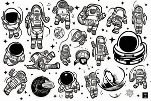 squelette d'un astronaute sous un arbre. tattoo idea