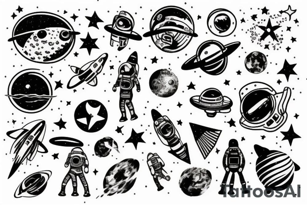 astronaute sous un arbre tattoo idea