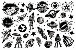 astronaute sous un arbre tattoo idea