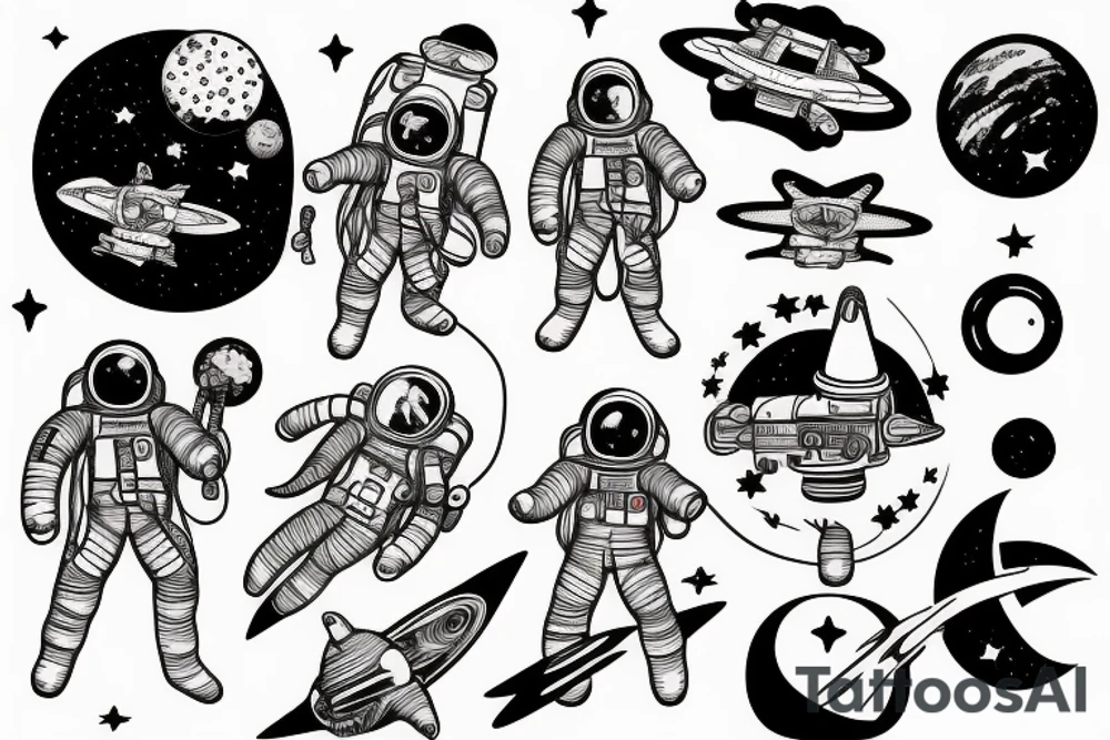 astronaute sous un arbre tattoo idea