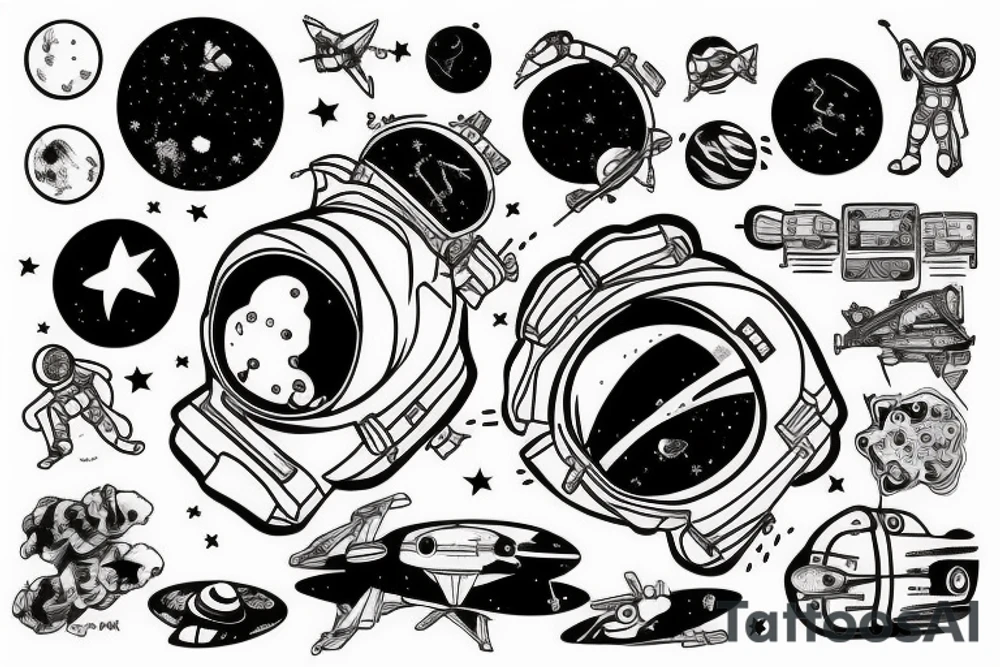 astronaute sous un arbre tattoo idea
