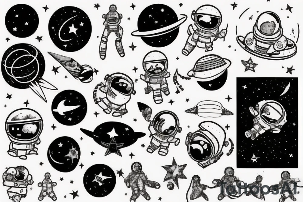 astronaute sous un arbre tattoo idea