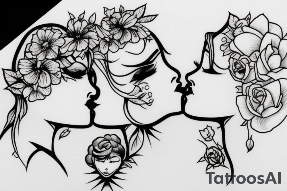 Two girls kissing tattoo idea