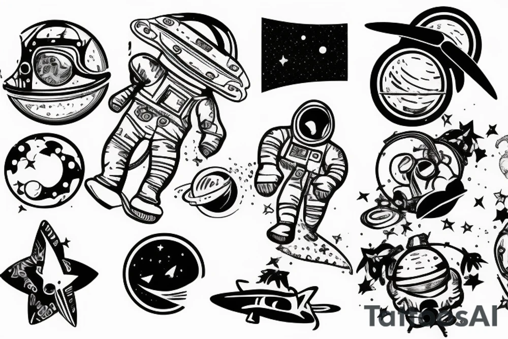 astronaute sous un arbre tattoo idea