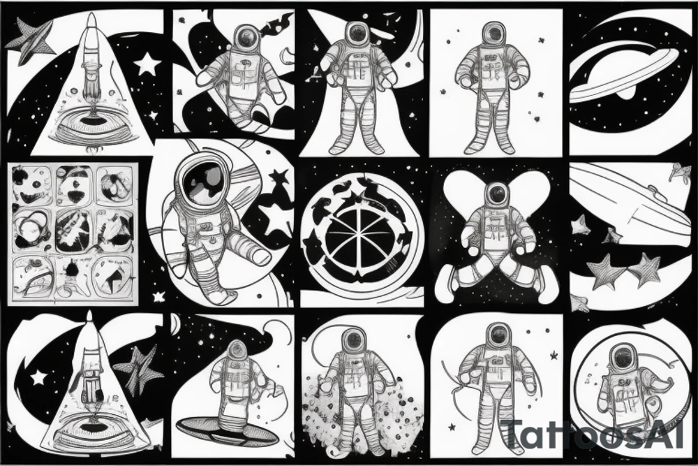astronaute sous un arbre tattoo idea