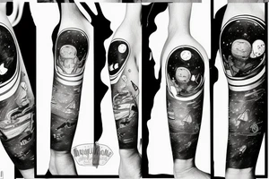 squelette d'un astronaute sous un arbre. tattoo idea