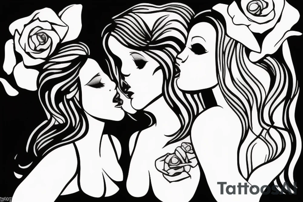 Two girls kissing tattoo idea