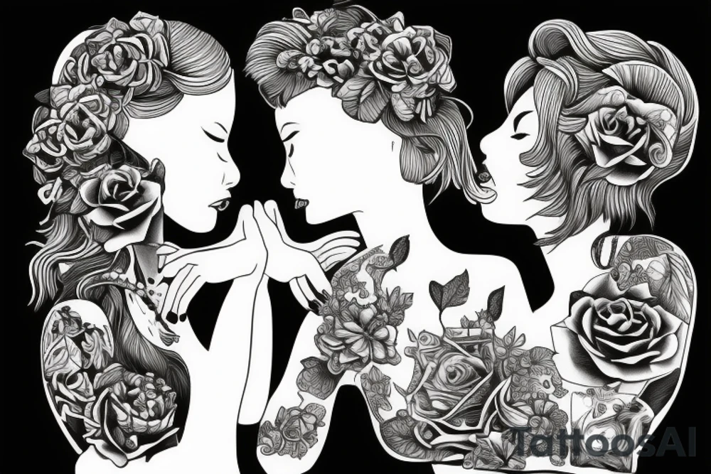 Two girls kissing tattoo idea