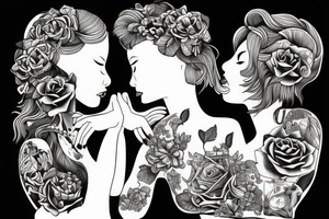 Two girls kissing tattoo idea