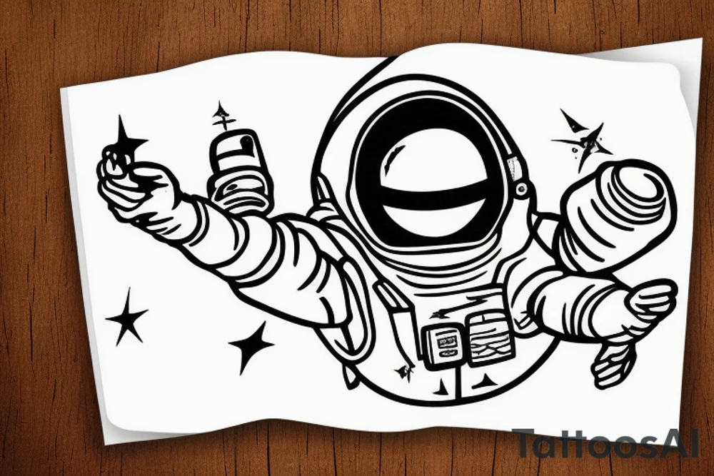 squelette d'un astronaute sous un arbre. tattoo idea