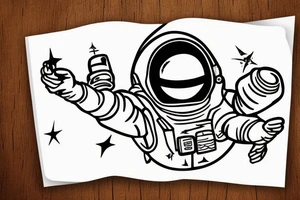 squelette d'un astronaute sous un arbre. tattoo idea