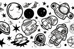 squelette d'un astronaute sous un arbre. tattoo idea