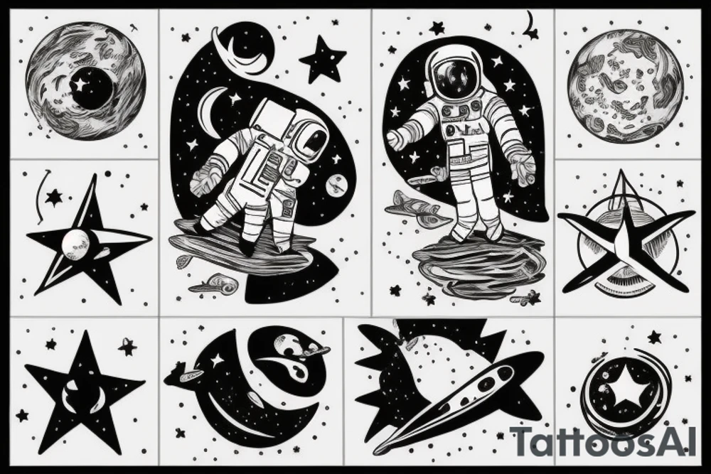 astronaute sous un arbre tattoo idea