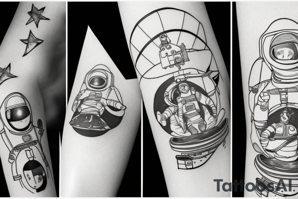 astronaute sous un arbre tattoo idea