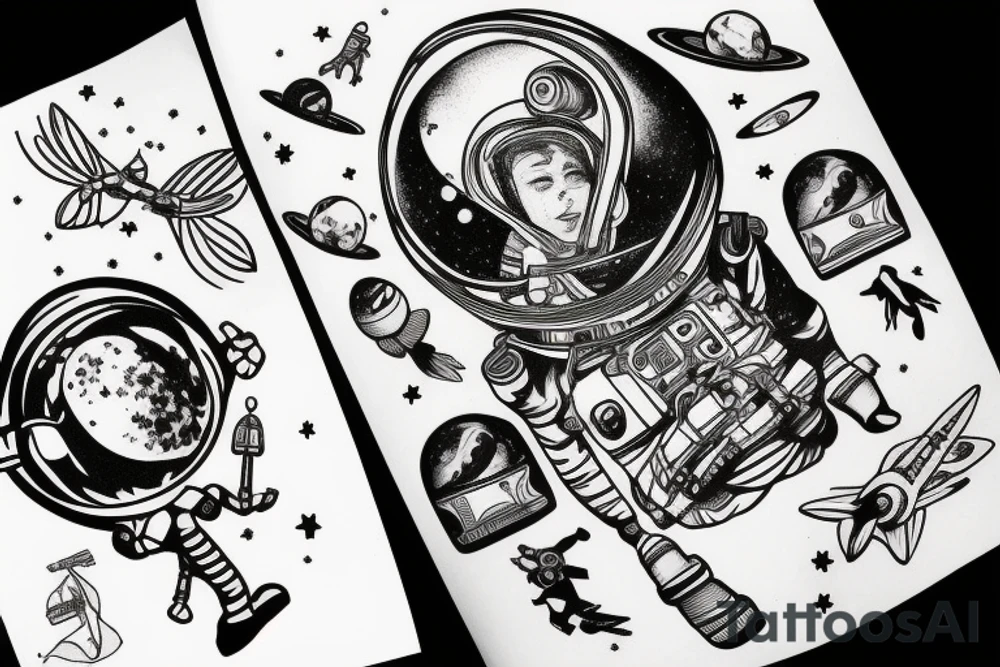 astronaute sous un arbre tattoo idea